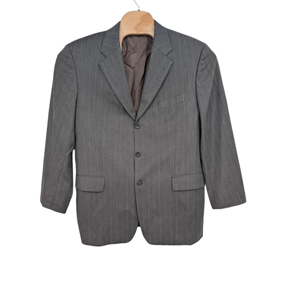 Hugo Boss Suit Jacket Pinstripe Gray 3 button Wool suit jacket 44 R